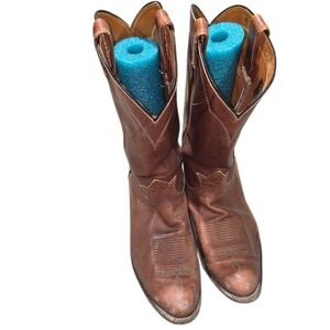 Tony Lama Men's Vintage Leather Western Boots with Black Label Size 10.5 D